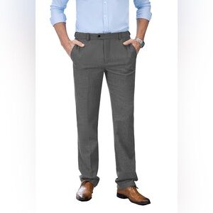 Solovedress Men's Retro Suit Pants Herringbone Tweed Trousers Gray Size 36 x 32